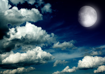 The moon in the night sky