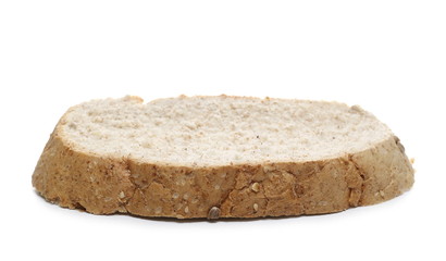 Integral bread slice with sesame seeds isolated on white background