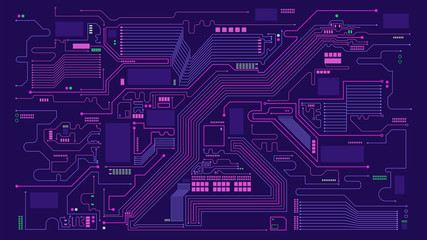 Digital circuit board elements abstract background