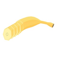 Cutted banana icon. Isometric of cutted banana vector icon for web design isolated on white background