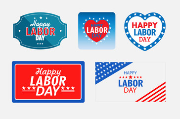 happy labor day  web icons or banners, set