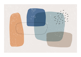 Minimalist design horizontal background with abstract organic shapes composition