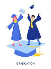 Graduation concept, flat design vector illustration