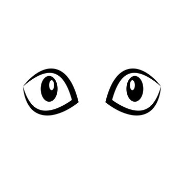 Black-white cat eyes, vector illustration.