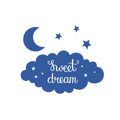 Sweet dreams print with hand written text.