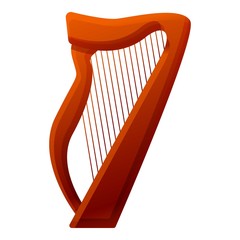 Harp instrument icon. Cartoon of harp instrument vector icon for web design isolated on white background