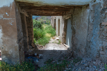 corridor of an abandoned farmhouse