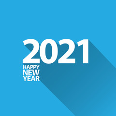 2021 Happy new year creative design background or greeting card with text. vectorr 2021 new year numbers isolated on blue on blue background