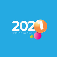 2021 Happy new year creative design background or greeting card with text. vectorr 2021 new year numbers isolated on blue on blue background