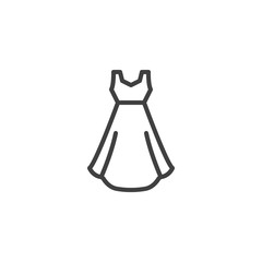 Evening dress line icon. linear style sign for mobile concept and web design. Gown dress outline vector icon. Symbol, logo illustration. Vector graphics