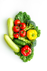Background of vegetables. Fresh farm food - summer harvest, top view