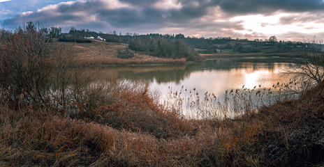 Fields, forests and roads in autumn