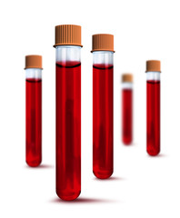 Blood test tubes for medical laboratory analysis and corona virus test