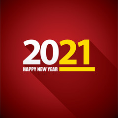 2021 Happy new year creative design background or greeting card with text. vectorr 2021 new year numbers isolated on red on blue background