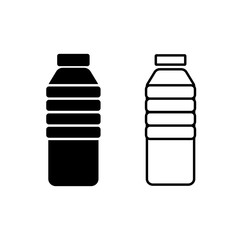 Plastic bottle black icon set. Vector flat style sign illustration