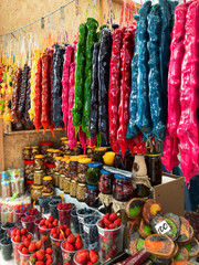 fresh berries and fruit sweets on market