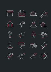 Construction linear icons set 2. Line version