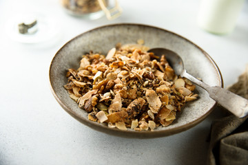 Traditional homemade coconut granola