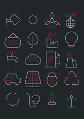 Ecology linear icons set. Line version