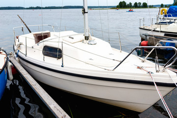 Fototapeta premium Plateliai Lithuania 08 24 2020 Classic yachts at Old Gaffers Festival
