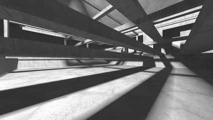 Dark Concrete Wall Architecture. Empty Room