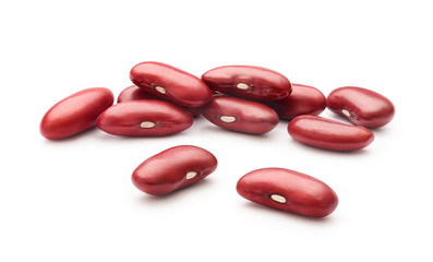 Group of red kidney beans isolated on white background