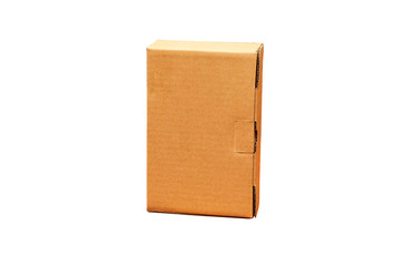 closed cardboard box isolated on white background