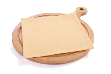 pizza cutting wooden board  and napkin