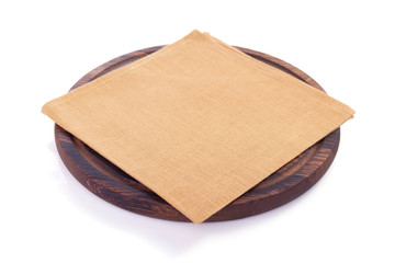 pizza cutting wooden board  and napkin