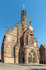 View at the Facade of Woman Church in Nuremberg ,Germany