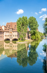 Obraz premium View at the Buildings near Pegnitz river in Nuremberg ,Germany