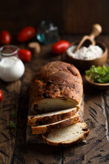 Homemade sun dried tomatoes bread