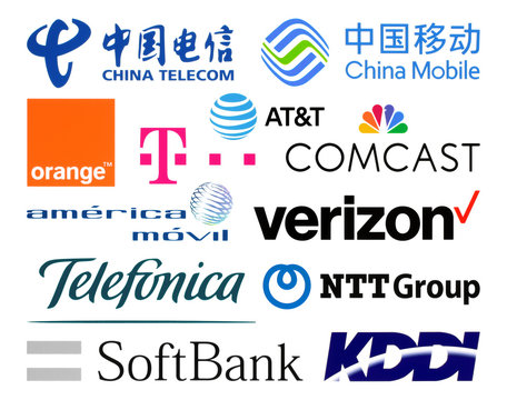 Logos collection of  the biggest world telecommunication companies