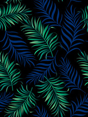 Tropical leaves vector pattern. summer botanical illustration for clothes, cover, print, illustration design. 