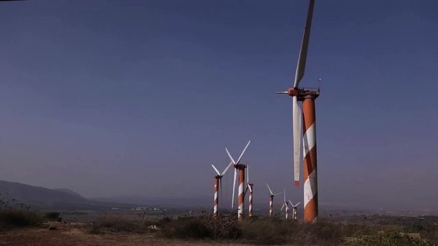 WS View of Wind turbines on golan heights / golan heights, Israel