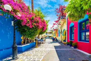 Abwaschbare Fototapete Mittelmeereuropa Schöne Straßenansicht auf der Insel Kos. Die Insel Kos ist ein beliebtes Touristenziel in Griechenland.