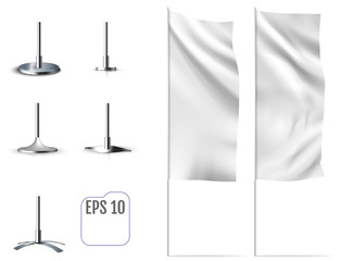 White banner flag. Realistic mockup of banner flag.