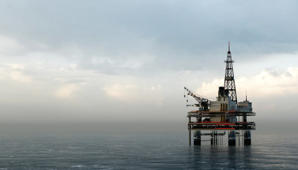 Fototapeta na wymiar Offshore drilling rig on the sea. Oil platform