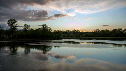 sunset over the river