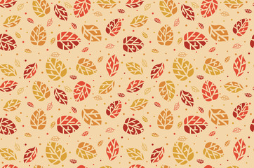 Autumn Leaf Fall. Seamless Pattern. Defoliation.