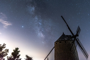 Windmill with the milky way