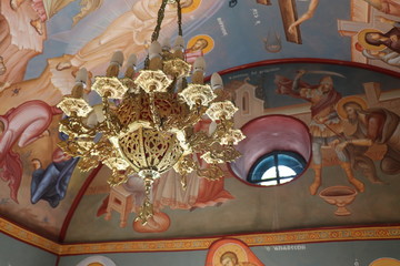 chandelier in greek chapel
