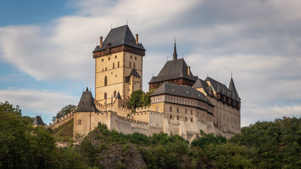 Fototapeta na wymiar the exterior of czech castle named karlstejn
