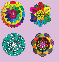 decorative round ornament with colourful background