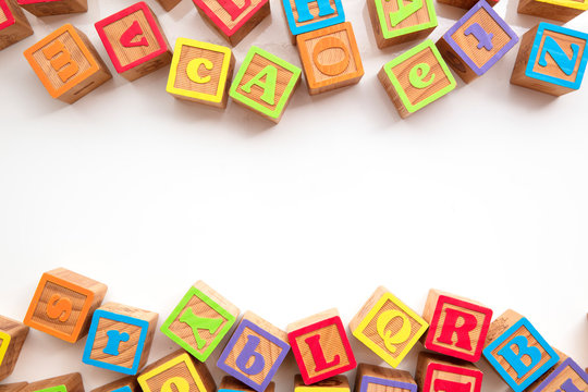 Colourful wooden ABC alphabet baby development blocks