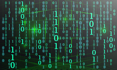 Abstract cyberspace with digital falling lines, binary hanging chain. High-tech computer background.Background in a matrix style.