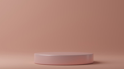 Cylinder podiums pink background. Abstract pedestal scene with geometrical. Scene to show cosmetic products presentation. Mock up design empty space,Showcase,shopfront,display case,3d illustration