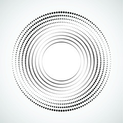 Halftone dots in circle form. round logo . vector dotted frame . design element