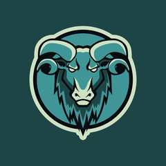 Modern professional logo for sport team. Ram mascot. Rams, vector symbol on a dark background.