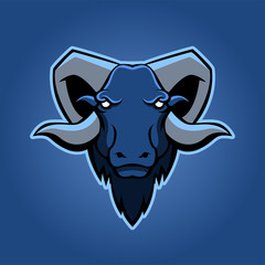 Modern professional logo for sport team. Ram mascot. Rams, vector symbol on a dark background.